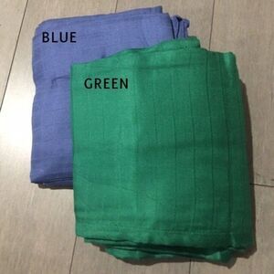 Blue & Green, 2pk of BAMBOO Solids - Muslin Swaddles 50"x50" made from Bamboo, m
